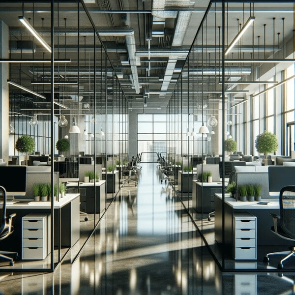Image of a floor of a clean office building